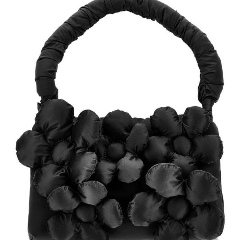 Borsa per bambina Monnalisa Kids nera con applicazione fiori 17H001 8026 0050 MONNALISA KIDS