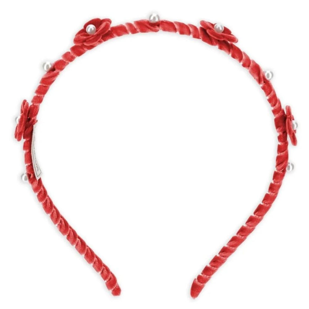 Cerchietto per capelli per bambina Monnalisa Kids rosso con effetto in velluto 17H003 8058 0043 MONNALISA KIDS