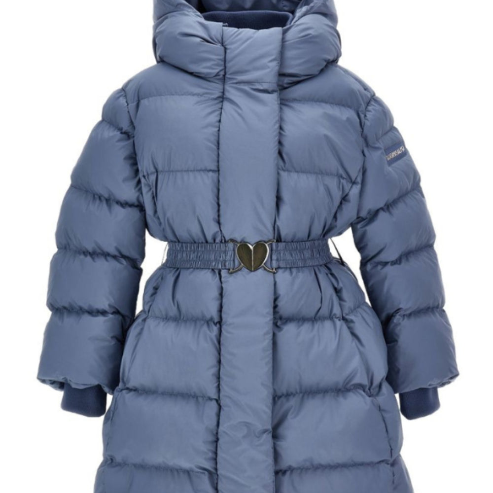 Giubbino per bambina Monnalisa Kids blu con cintura con motivo a cuore 17H100 8020 0051 MONNALISA KIDS