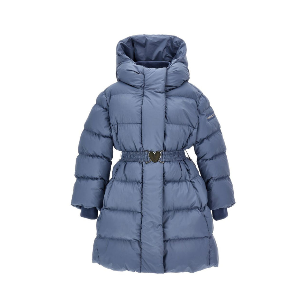 Giubbino per bambina Monnalisa Kids blu con cintura con motivo a cuore 17H100 8020 0051 MONNALISA KIDS