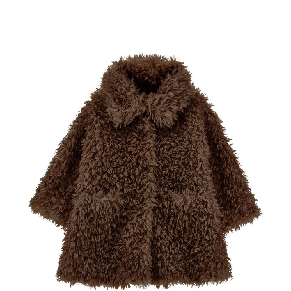 Cappotto per bambina Monnalisa Kids marrone in pelliccia sintetica 17H104 8031 0006 MONNALISA KIDS