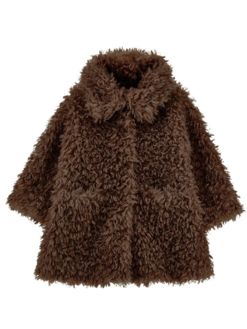Cappotto per bambina Monnalisa Kids marrone in pelliccia sintetica 17H104 8031 0006 MONNALISA KIDS
