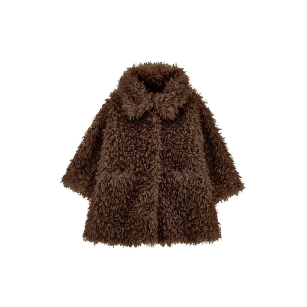 Cappotto per bambina Monnalisa Kids marrone in pelliccia sintetica 17H104 8031 0006 MONNALISA KIDS