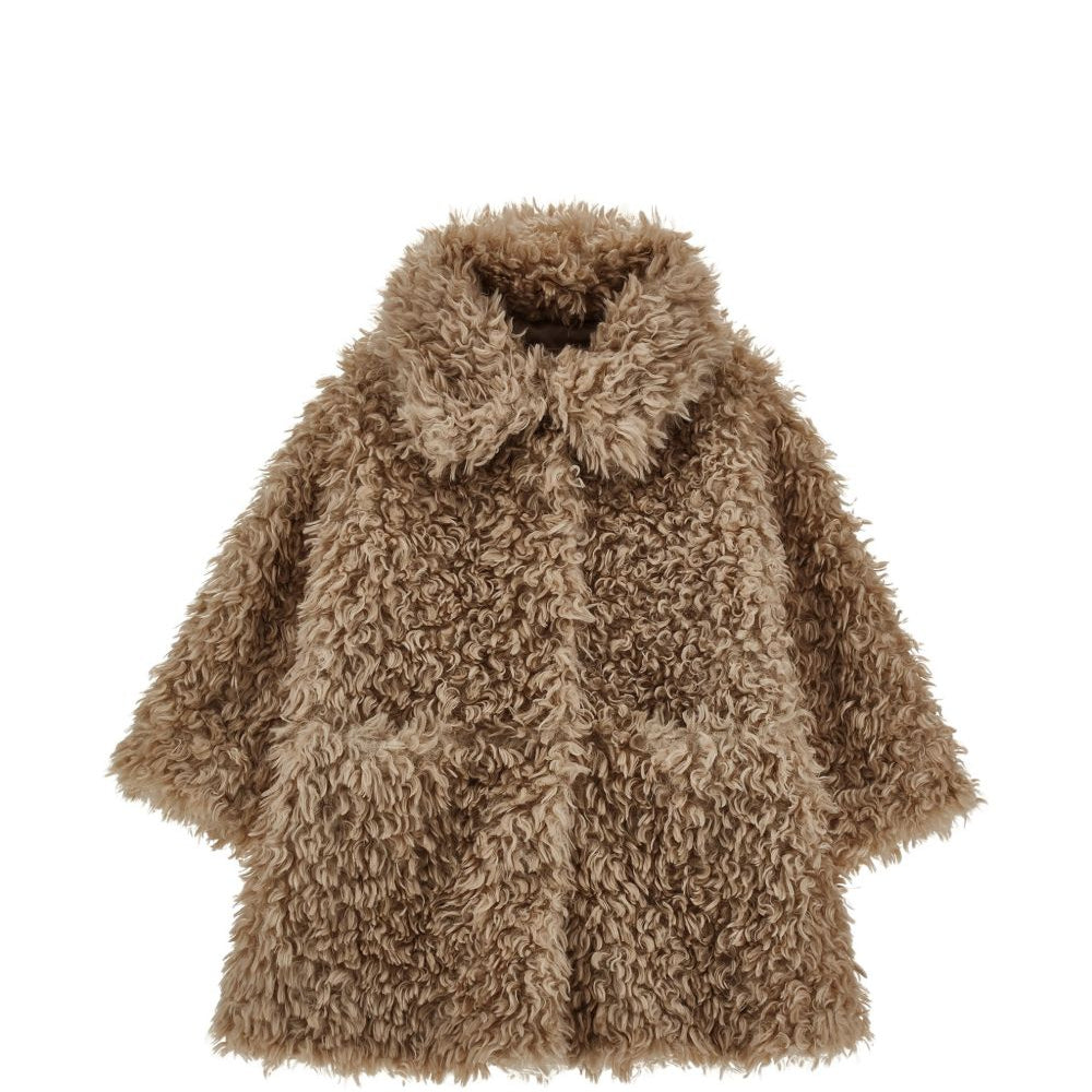 Cappotto per bambina Monnalisa Kids marrone chiaro in pelliccia sintetica 17H104 8031 0009 MONNALISA KIDS