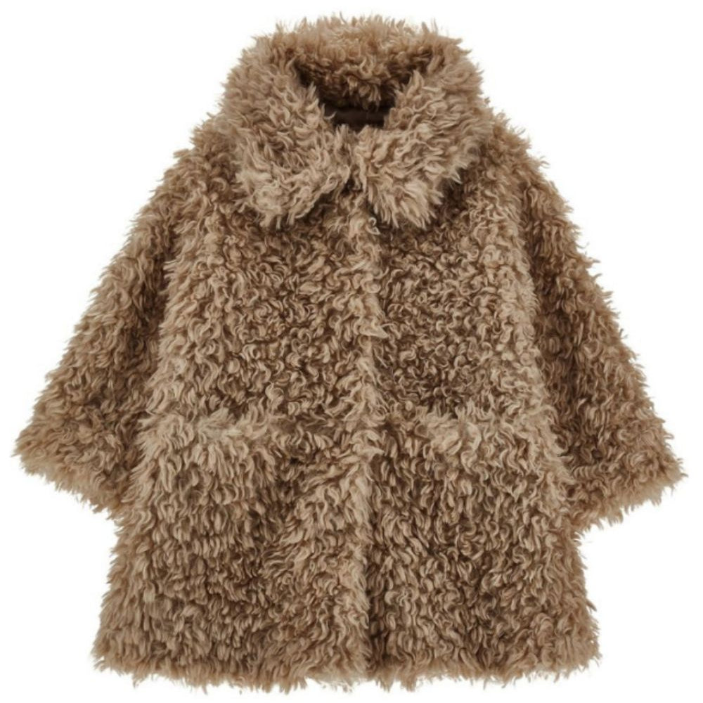 Cappotto per bambina Monnalisa Kids marrone chiaro in pelliccia sintetica 17H104 8031 0009 MONNALISA KIDS