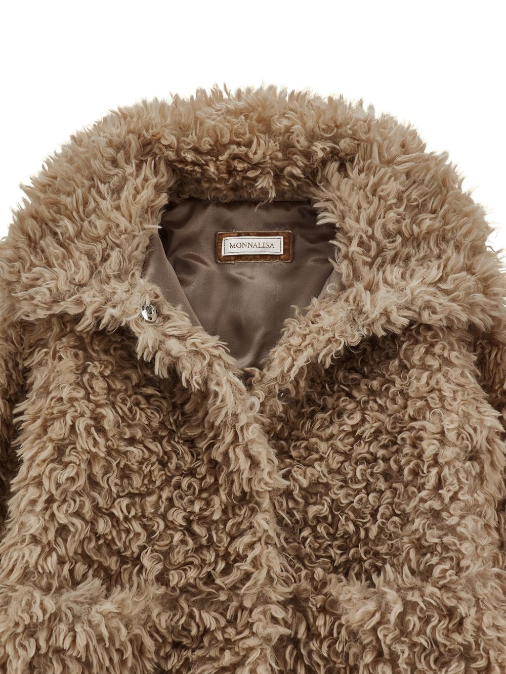 Cappotto per bambina Monnalisa Kids marrone chiaro in pelliccia sintetica 17H104 8031 0009 MONNALISA KIDS