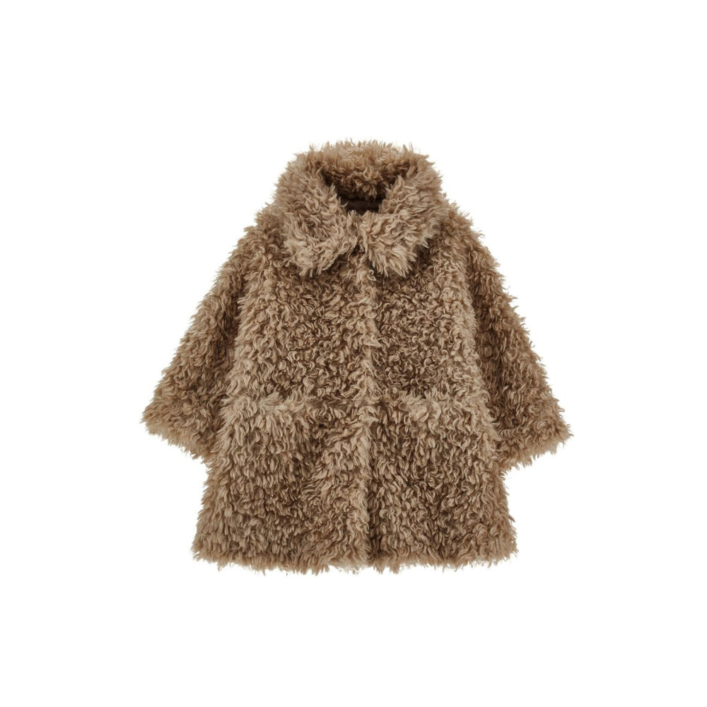 Cappotto per bambina Monnalisa Kids marrone chiaro in pelliccia sintetica 17H104 8031 0009 MONNALISA KIDS