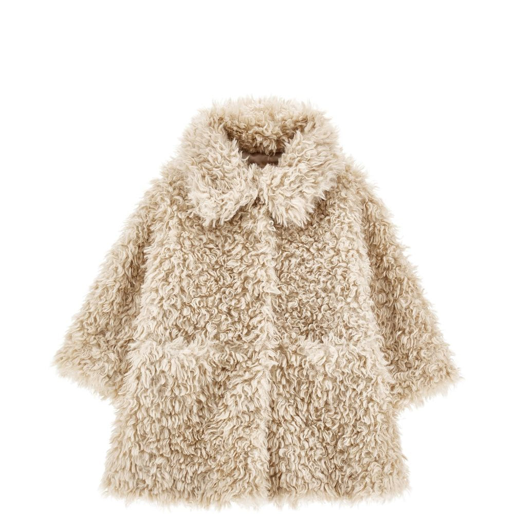 Cappotto per bambina Monnalisa Kids beige in pelliccia sintetica 17H104 8031 029F MONNALISA KIDS