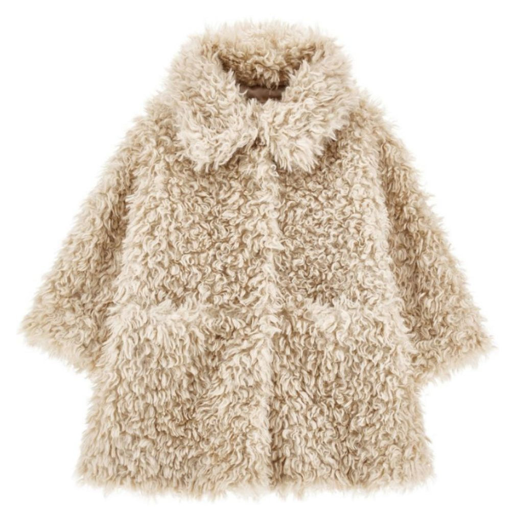 Cappotto per bambina Monnalisa Kids beige in pelliccia sintetica 17H104 8031 029F MONNALISA KIDS
