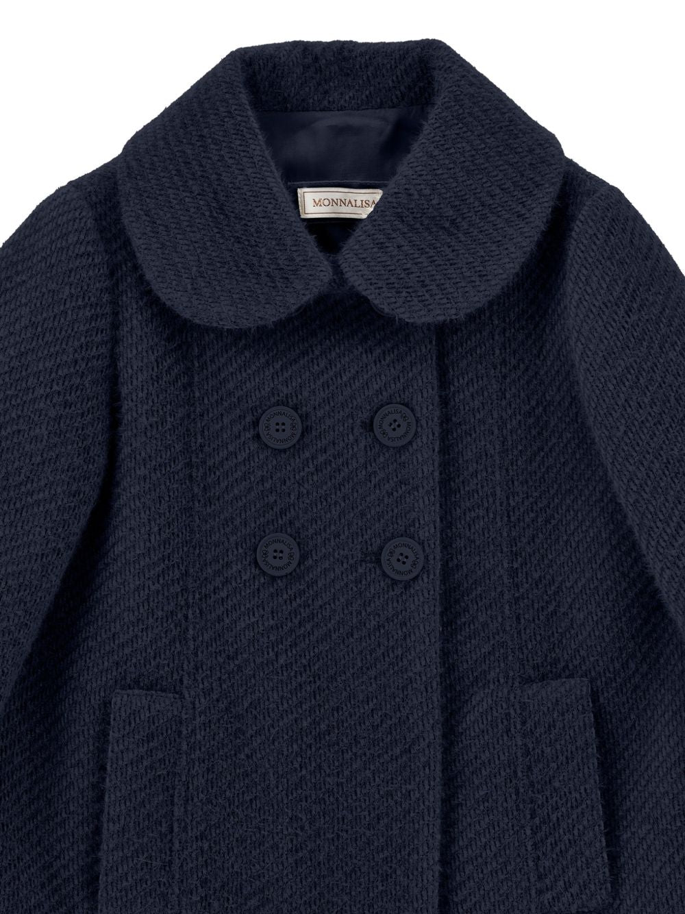 Cappotto per bambina Monnalisa Kids blu con colletto alla Peter Pan 17H106 8360 056S MONNALISA KIDS