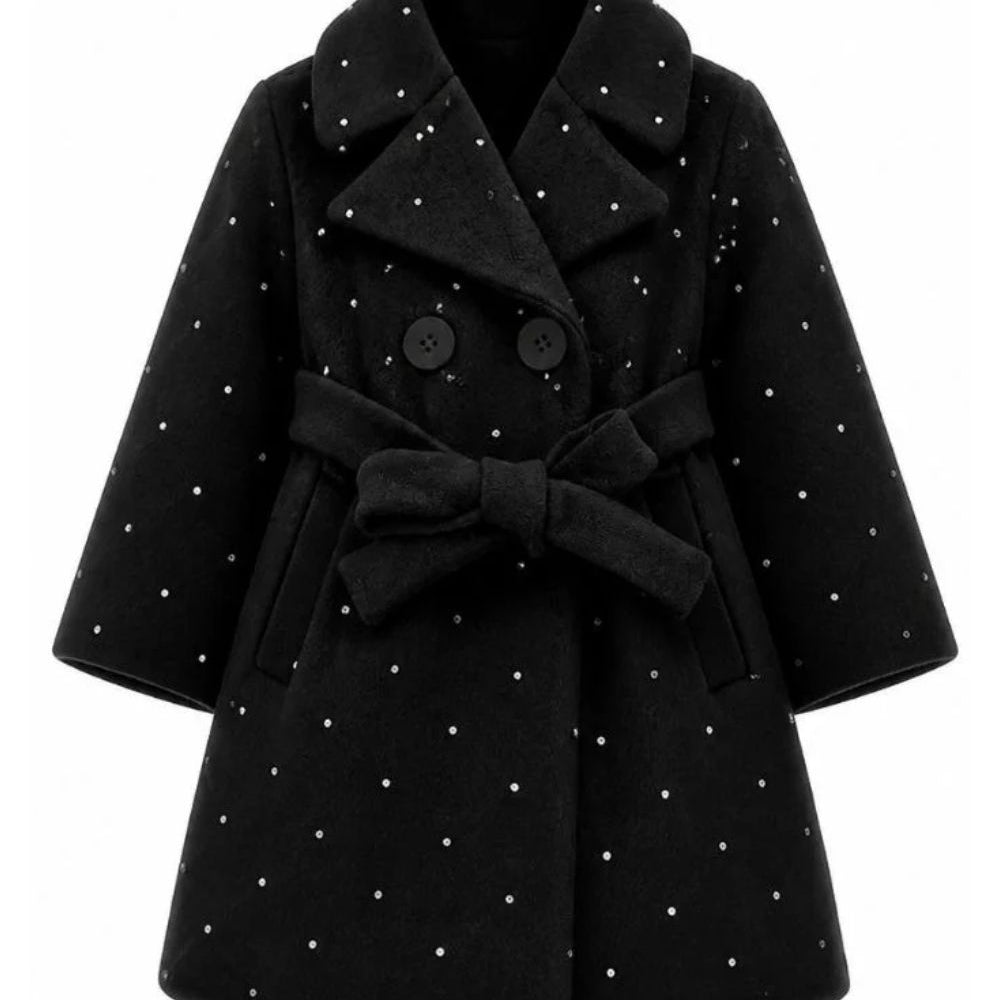 Cappotto per bambina Monnalisa Kids nero con decorazione con strass 17H111 8036 0050 MONNALISA KIDS