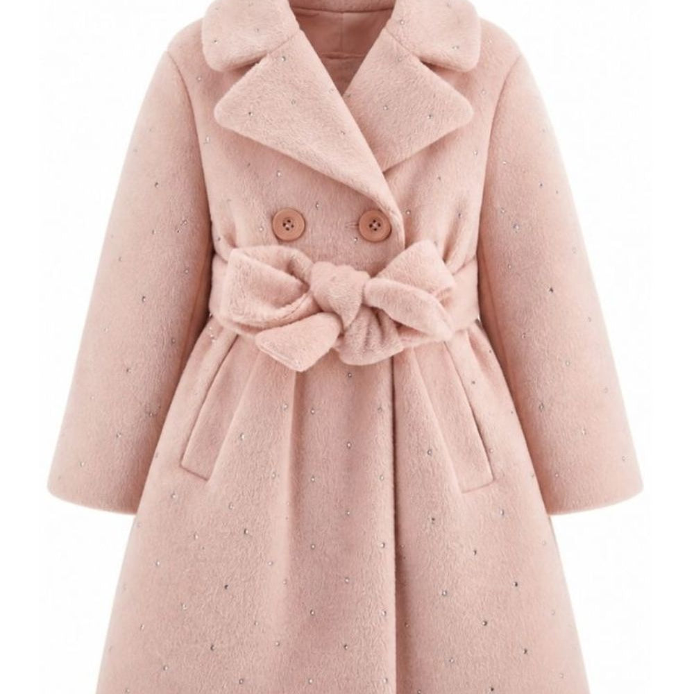 Cappotto per bambina Monnalisa Kids rosa con decorazione con strass 17H111 8036 094F MONNALISA KIDS