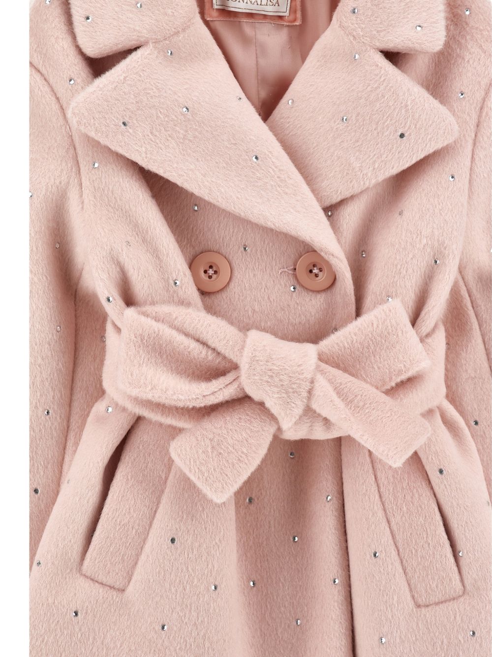 Cappotto per bambina Monnalisa Kids rosa con decorazione con strass 17H111 8036 094F MONNALISA KIDS