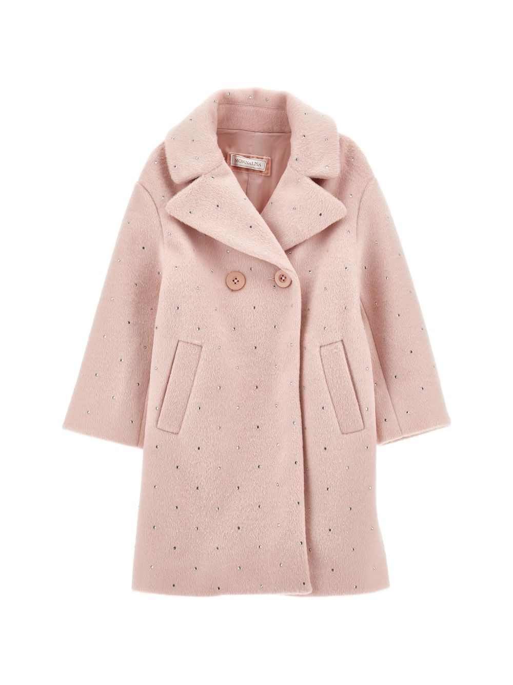 Cappotto per bambina Monnalisa Kids rosa con decorazione con strass 17H111 8036 094F MONNALISA KIDS