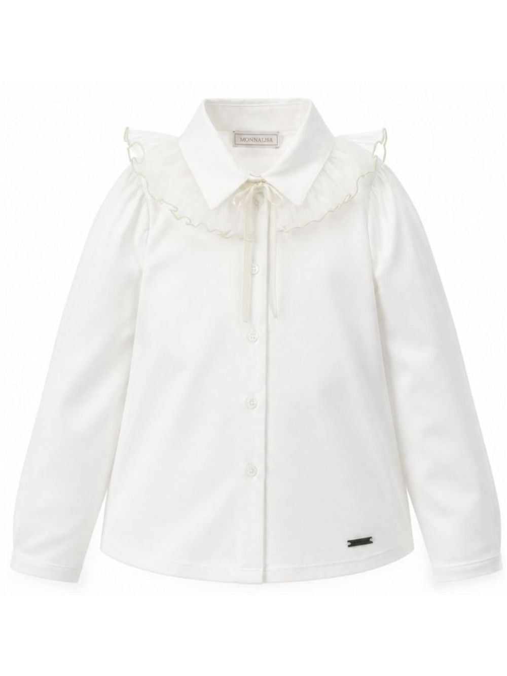 Camicia per bambina Monnalisa Kids bianca con colletto con ruches 17H300 8201 0001 MONNALISA KIDS