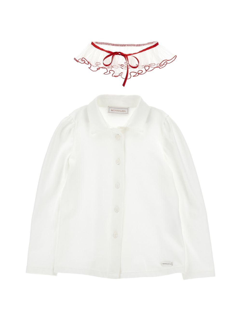 Camicia per bambina Monnalisa Kids bianca con colletto con ruches 17H300 8201 0143 MONNALISA KIDS