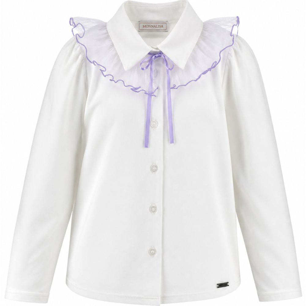 Camicia per bambina Monnalisa Kids bianca con colletto con ruches 17H300 8201 0163 MONNALISA KIDS