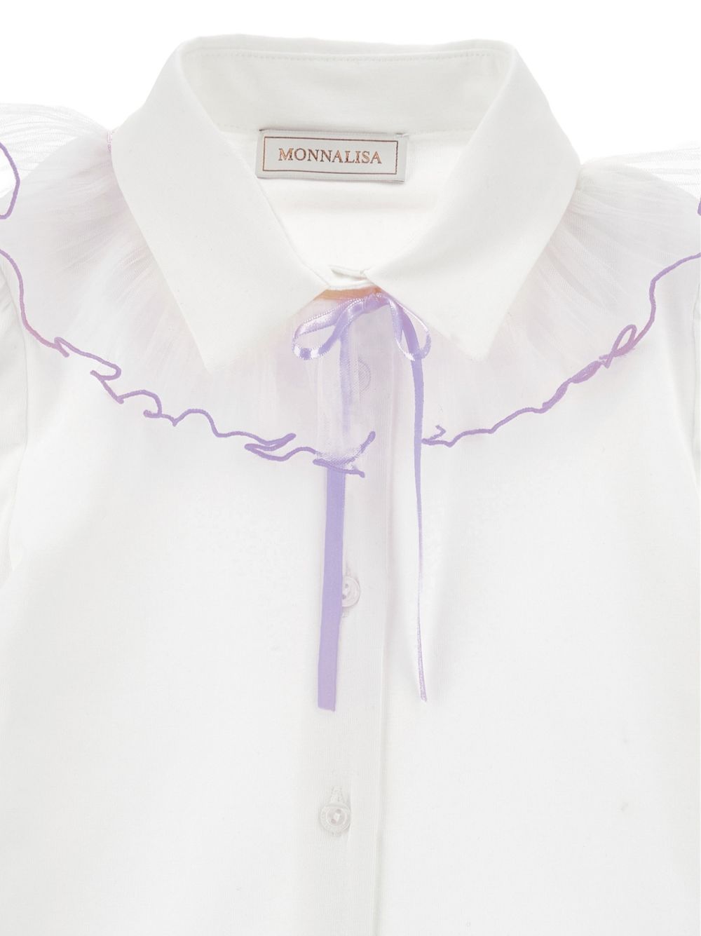 Camicia per bambina Monnalisa Kids bianca con colletto con ruches 17H300 8201 0163 MONNALISA KIDS