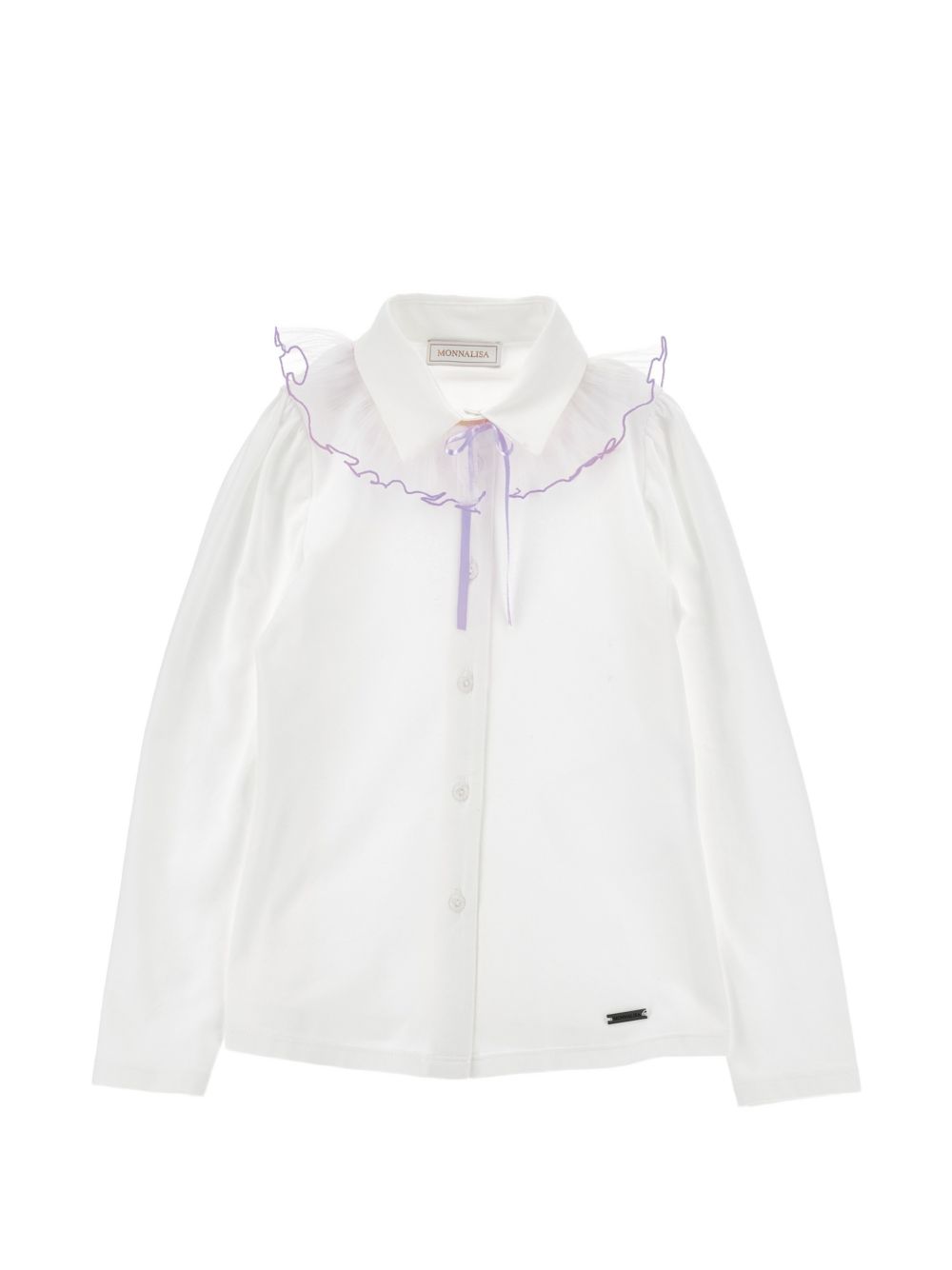 Camicia per bambina Monnalisa Kids bianca con colletto con ruches 17H300 8201 0163 MONNALISA KIDS