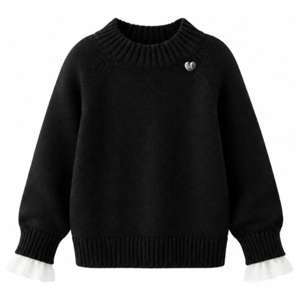 Maglione per bambina Monnalisa Kids nero con design lavorato a maglia 17H601 8060 0050 MONNALISA KIDS