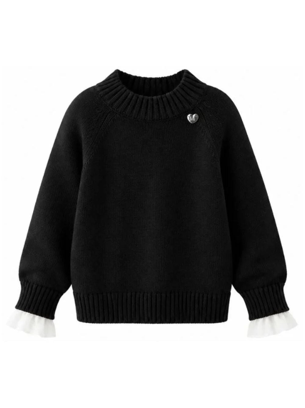 Maglione per bambina Monnalisa Kids nero con design lavorato a maglia 17H601 8060 0050 MONNALISA KIDS