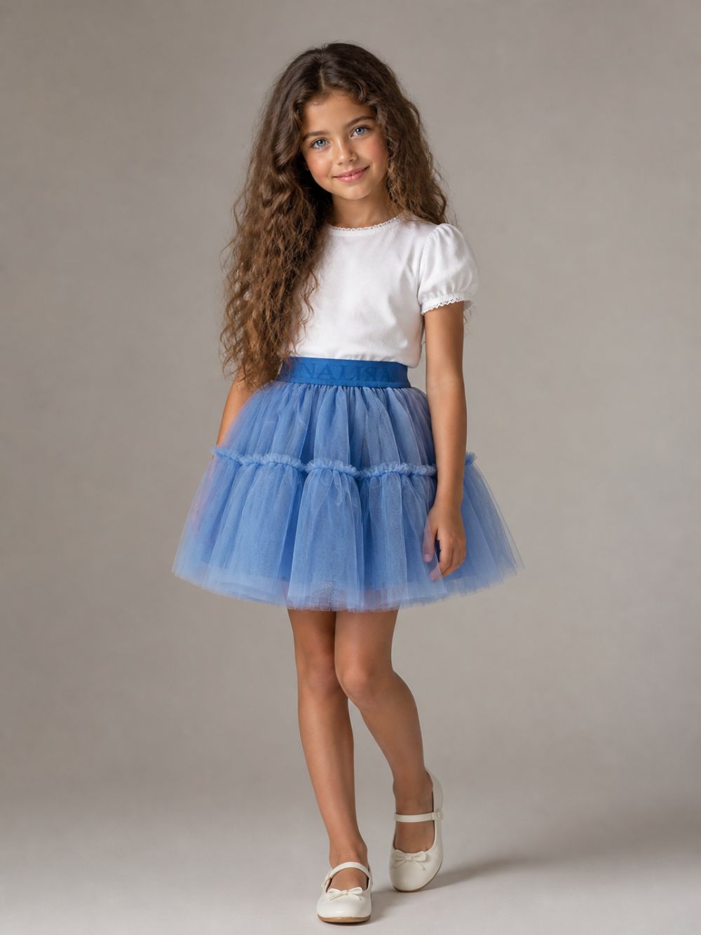 Gonna per bambina Monnalisa Kids blu con trama in tulle 17HGON T9945 0057 MONNALISA KIDS