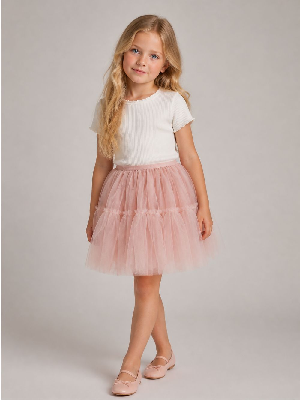 Gonna per bambina Monnalisa Kids rosa con trama in tulle 17HGON T9945 0066 MONNALISA KIDS