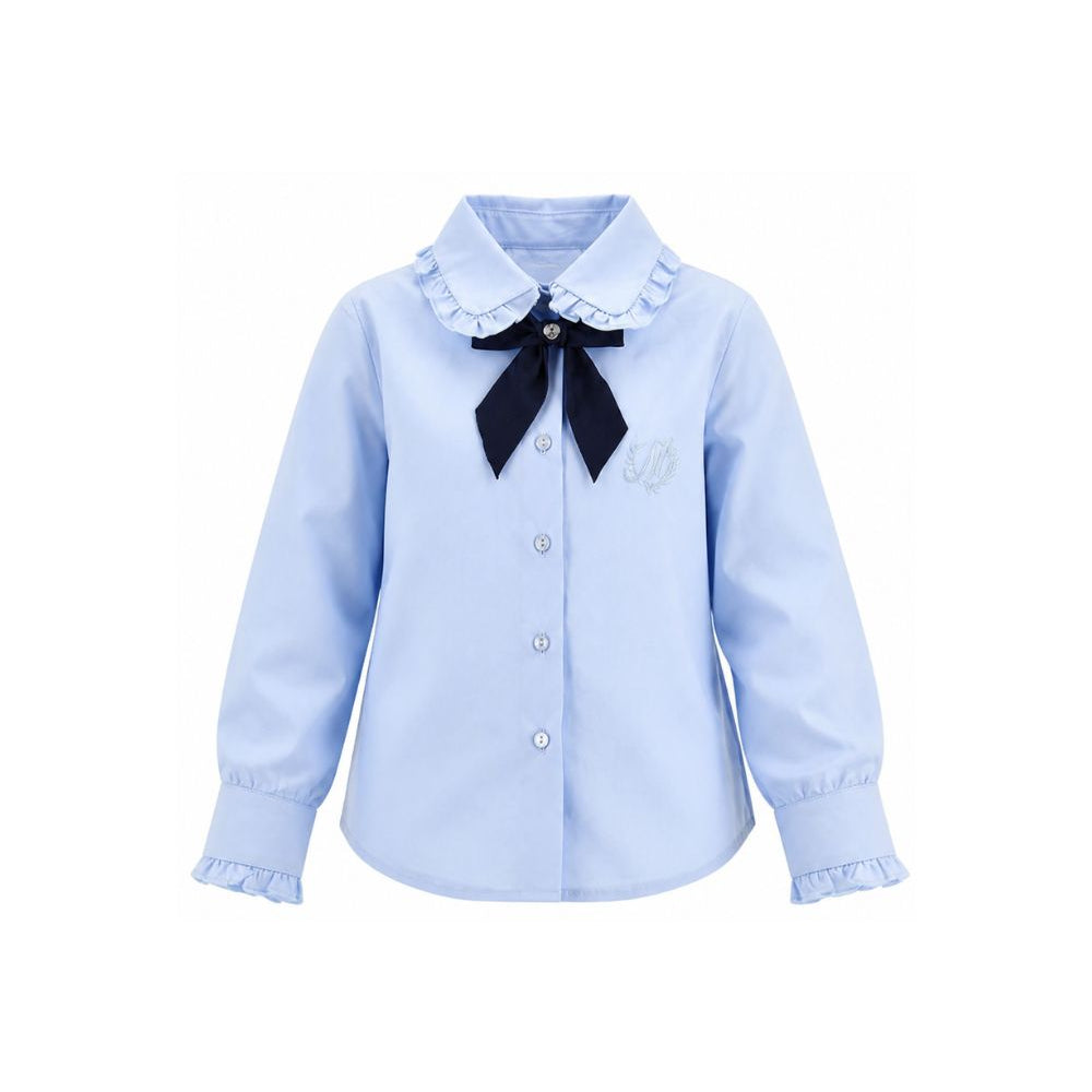 Camicia per bambina Monnalisa Kids azzurra con colletto con ruches 18HANA 8153 5856 MONNALISA KIDS