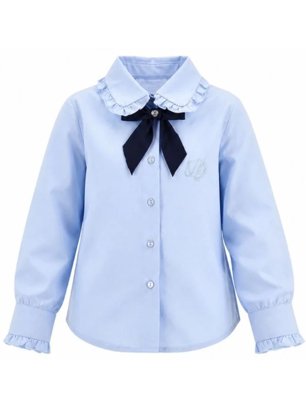 Camicia per bambina Monnalisa Kids azzurra con colletto con ruches 18HANA 8153 5856 MONNALISA KIDS