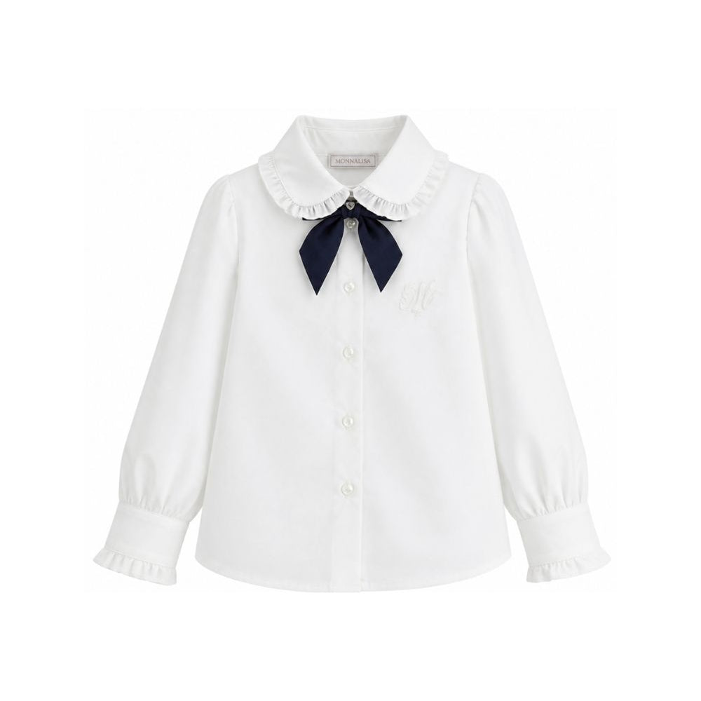Camicia per bambina Monnalisa Kids bianca con colletto con ruches 18HANA 8153 9956 MONNALISA KIDS