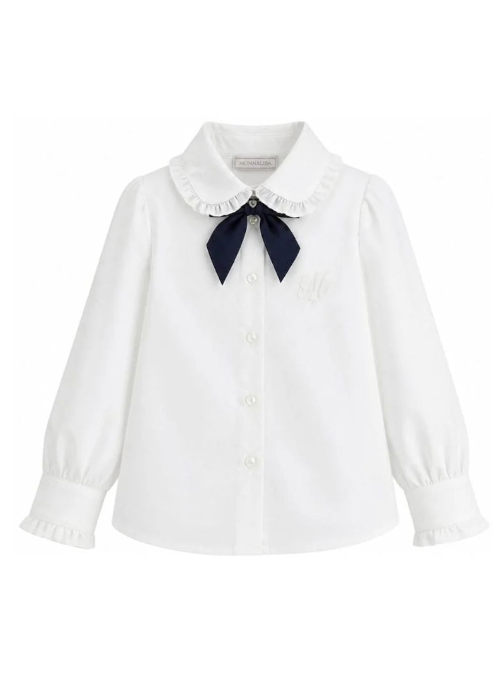 Camicia per bambina Monnalisa Kids bianca con colletto con ruches 18HANA 8153 9956 MONNALISA KIDS