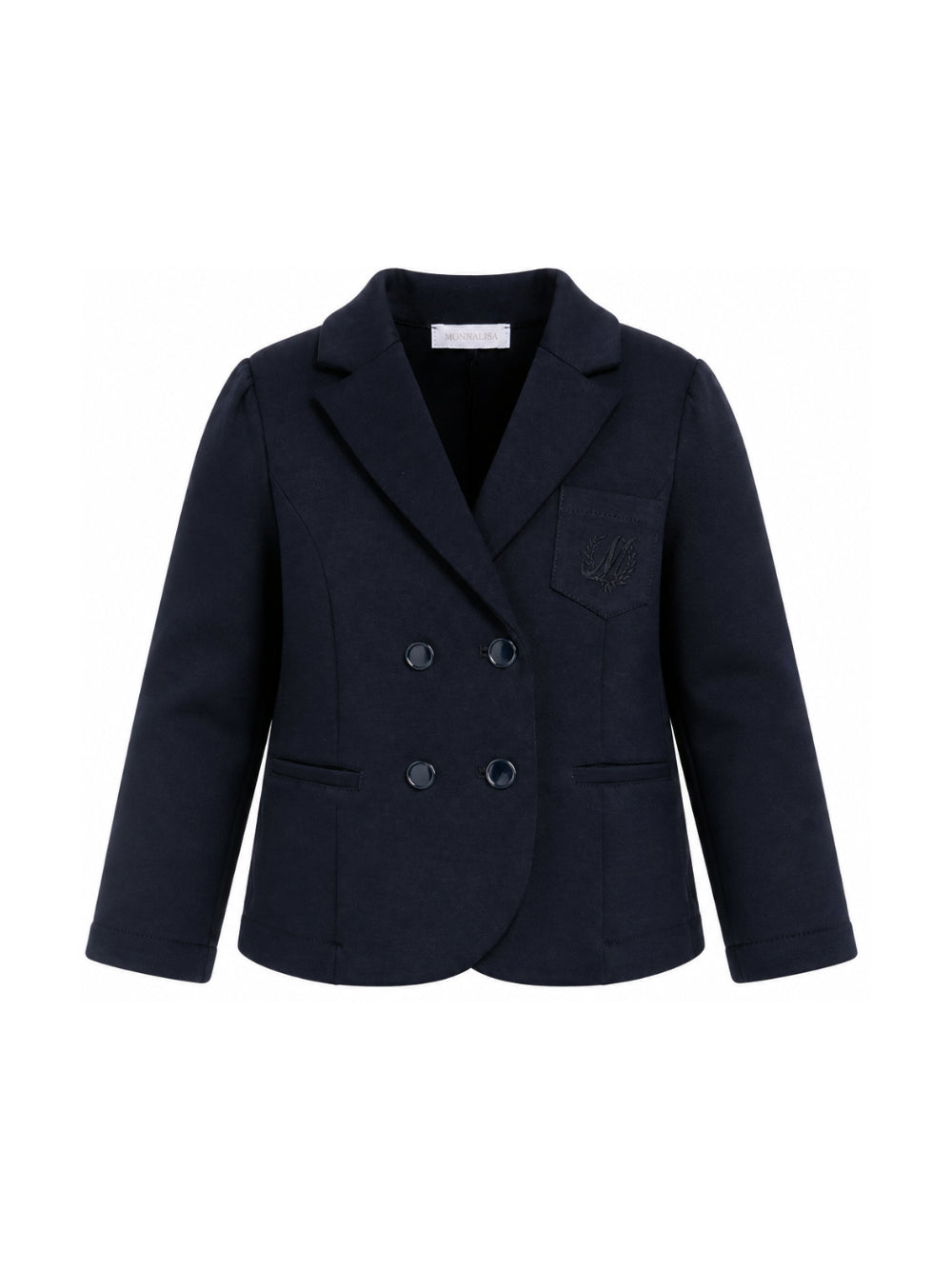 Giacca per bambina Monnalisa Kids blu con logo ricamato sul petto 18HGIA 8225 056S MONNALISA KIDS