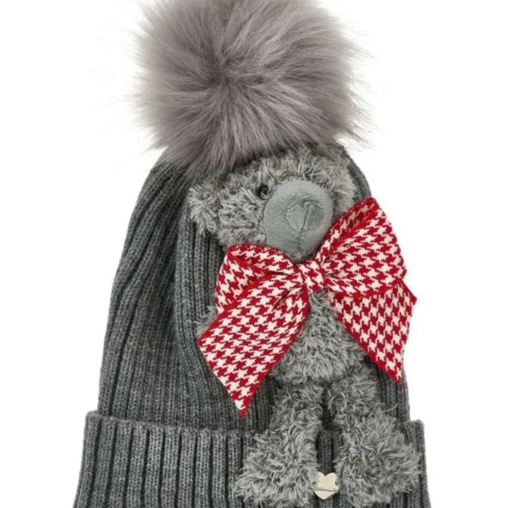 Cappello per bambina Monnalisa Kids grigio con orsetto 19H009 8064 0031 MONNALISA KIDS