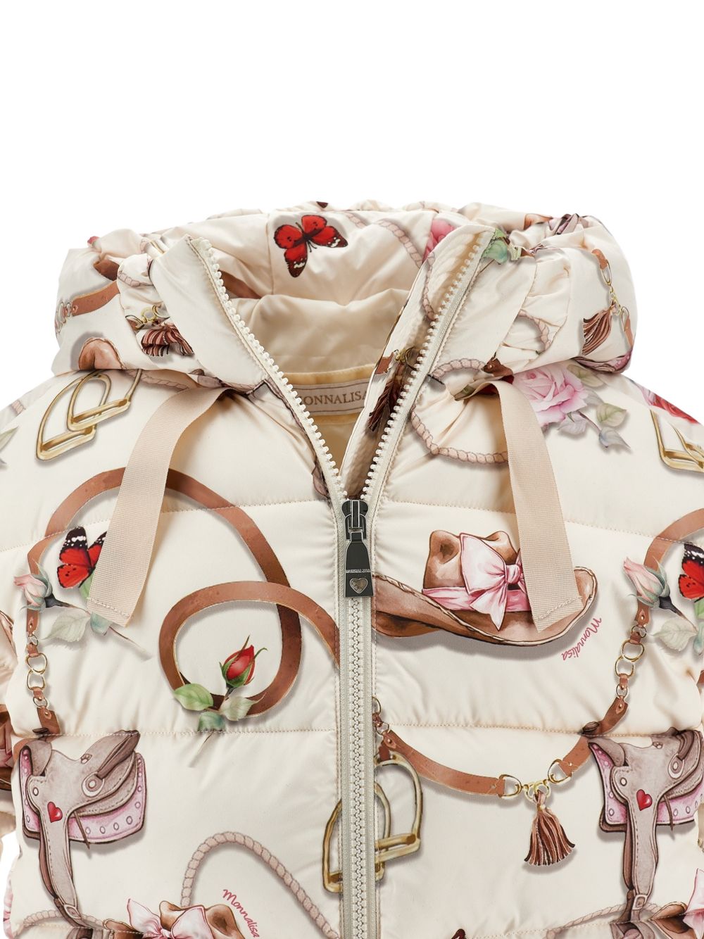 Piumino per bambina Monnalisa Kids x Disney beige con stampa grafica 19H100 8021 029F MONNALISA KIDS