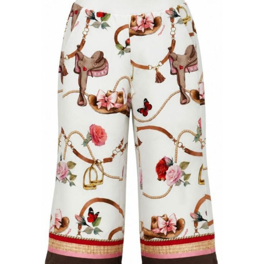 Pantaloni per bambina Monnalisa Kids bianco con stampa grafica all-over 19H401 8005 029F MONNALISA KIDS