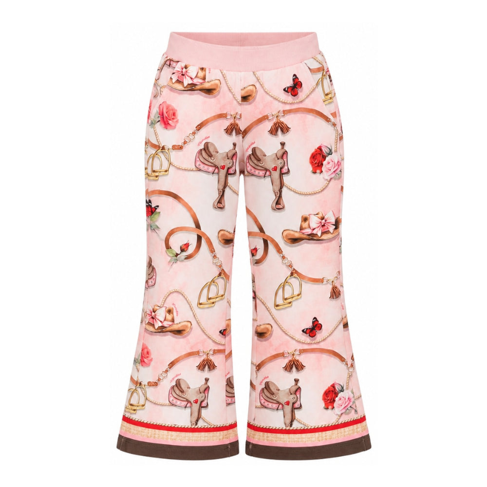 Pantaloni per bambina Monnalisa Kids rosa con stampa grafica all-over 19H401 8005 094F MONNALISA KIDS