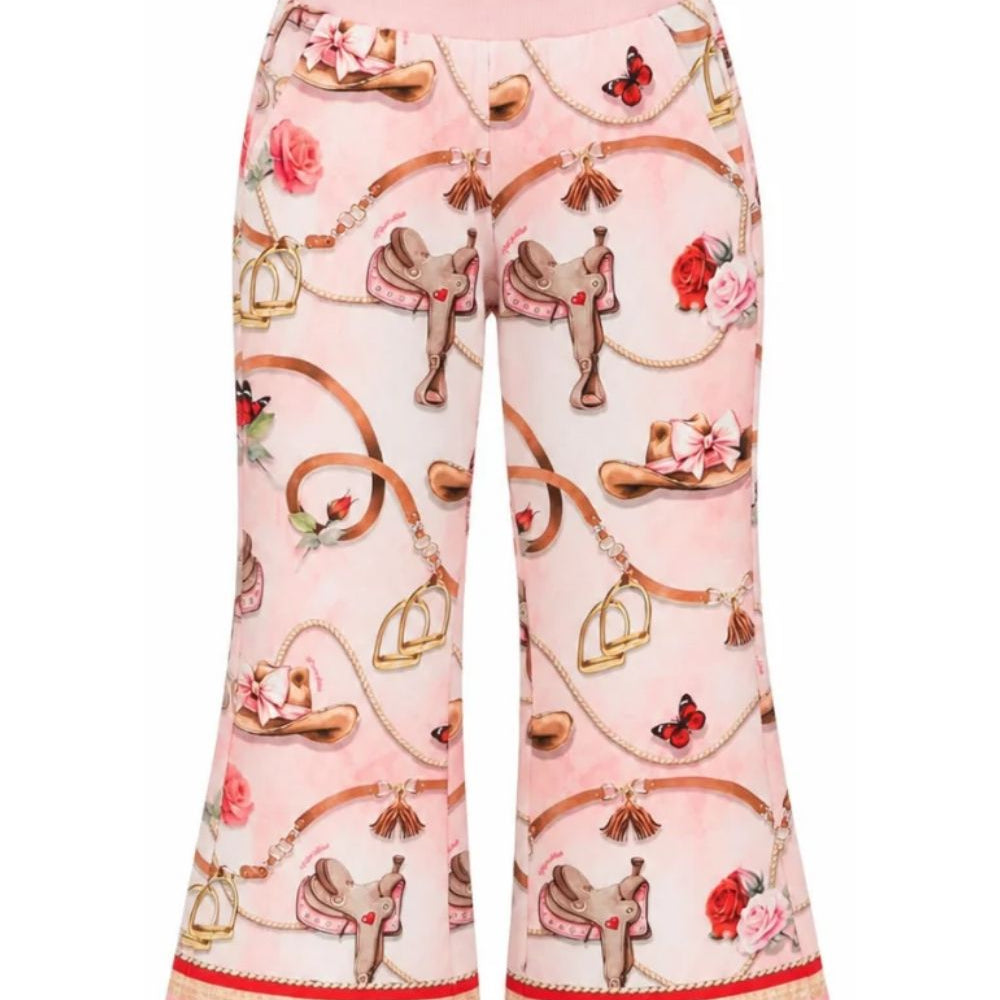 Pantaloni per bambina Monnalisa Kids rosa con stampa grafica all-over 19H401 8005 094F MONNALISA KIDS