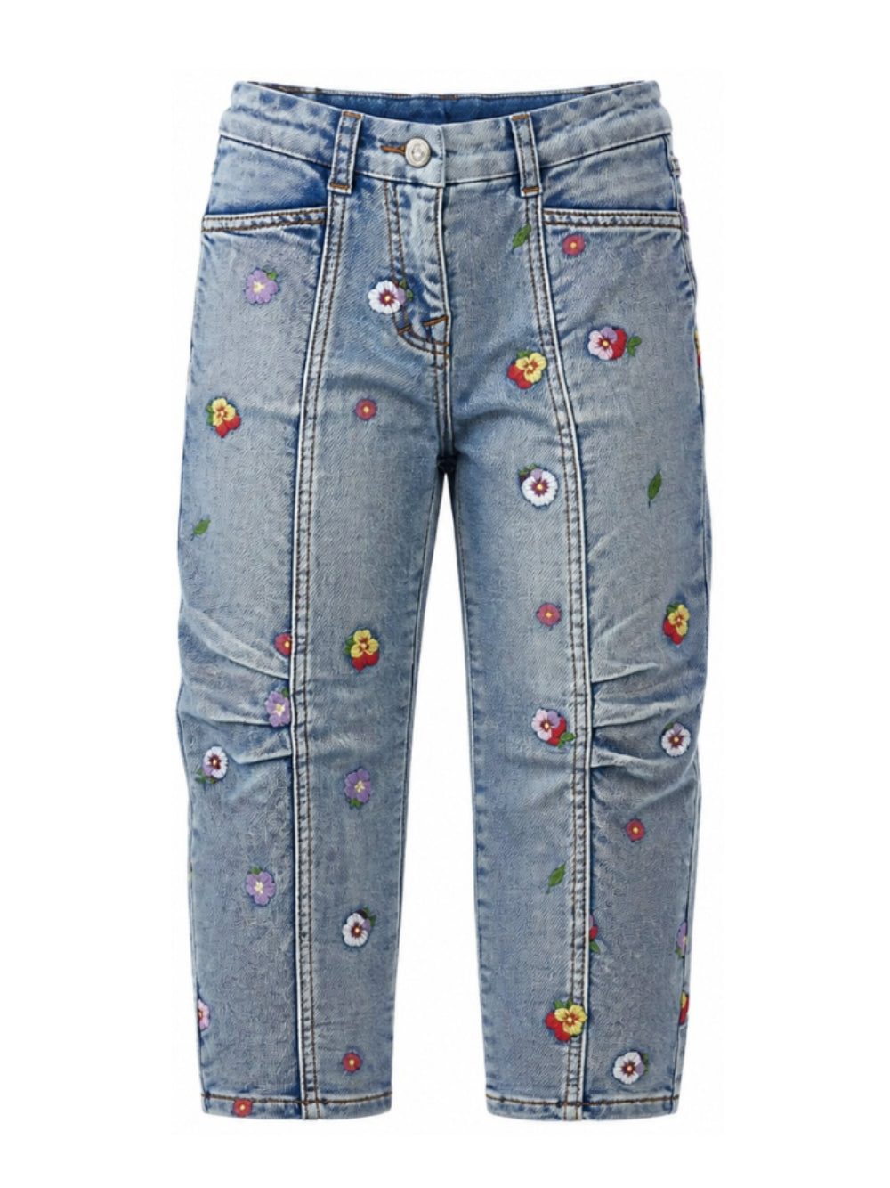 Jeans per bambina Monnalisa Kids in denim con ricamo a fiori 19H404 8042 6284 MONNALISA KIDS