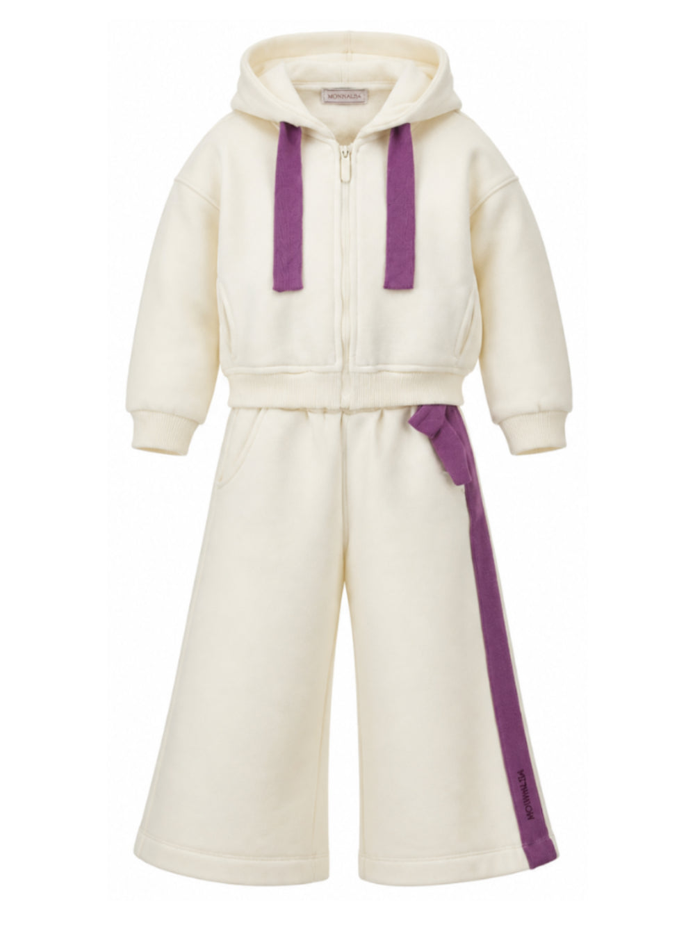 Tuta sportiva per bambina Monnalisa Kids bianca con ricamo a fiori 19H502 8010 029F MONNALISA KIDS