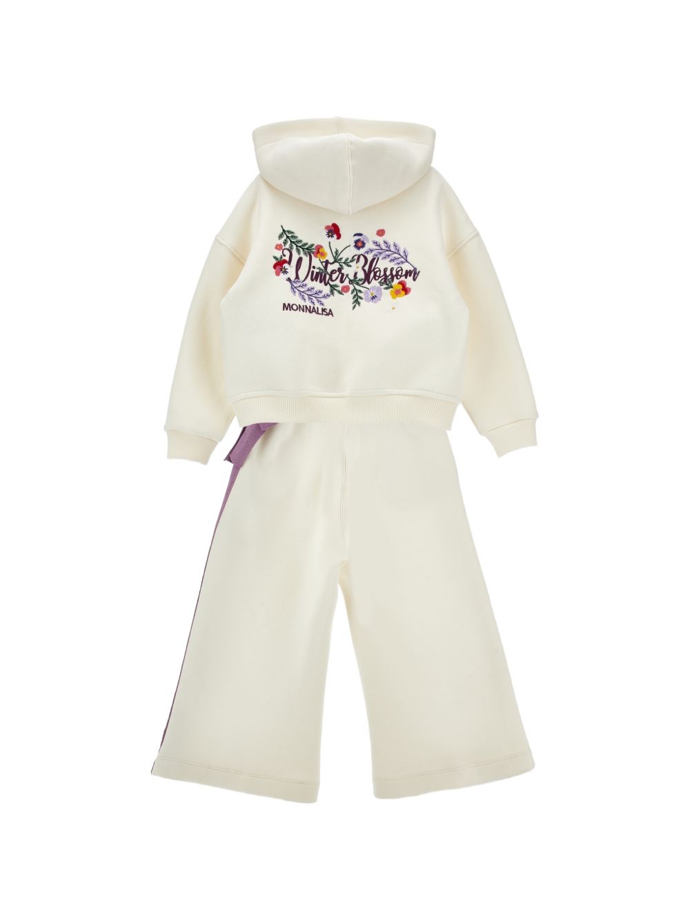 Tuta sportiva per bambina Monnalisa Kids bianca con ricamo a fiori 19H502 8010 029F MONNALISA KIDS