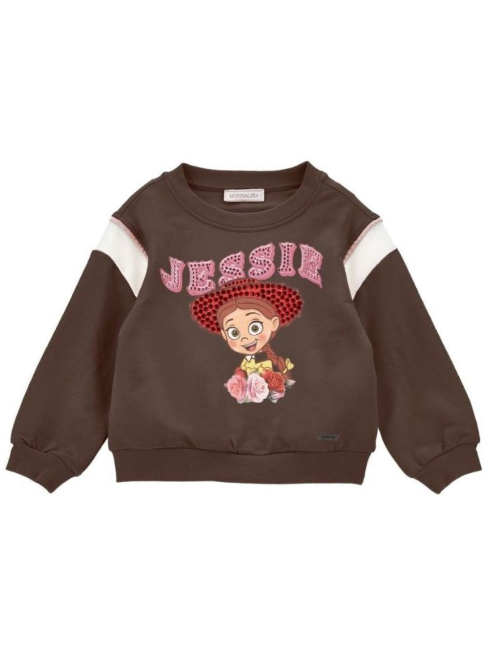 Felpa per bambina Monnalisa Kids x Pixar marrone con stampa e cristalli 19H600NP 8006 0006 MONNALISA KIDS