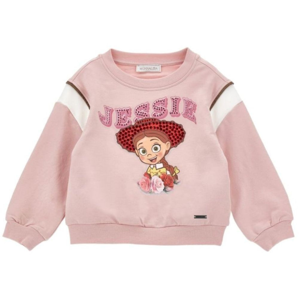 Felpa per bambina Monnalisa Kids x Pixar rosa con stampa e cristalli 19H600NP 8006 094F MONNALISA KIDS