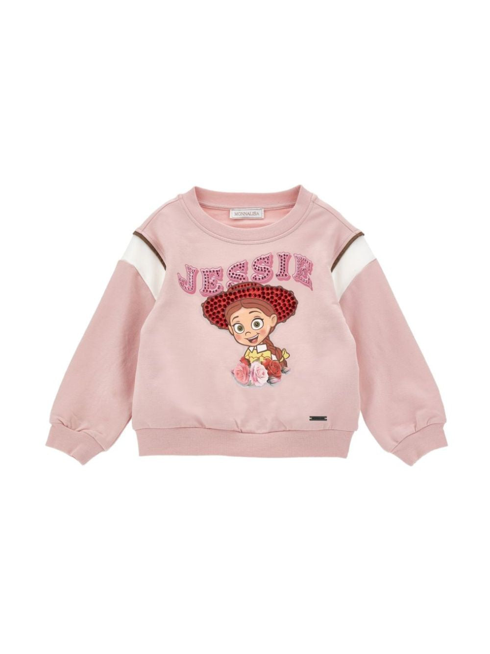 Felpa per bambina Monnalisa Kids x Pixar rosa con stampa e cristalli 19H600NP 8006 094F MONNALISA KIDS