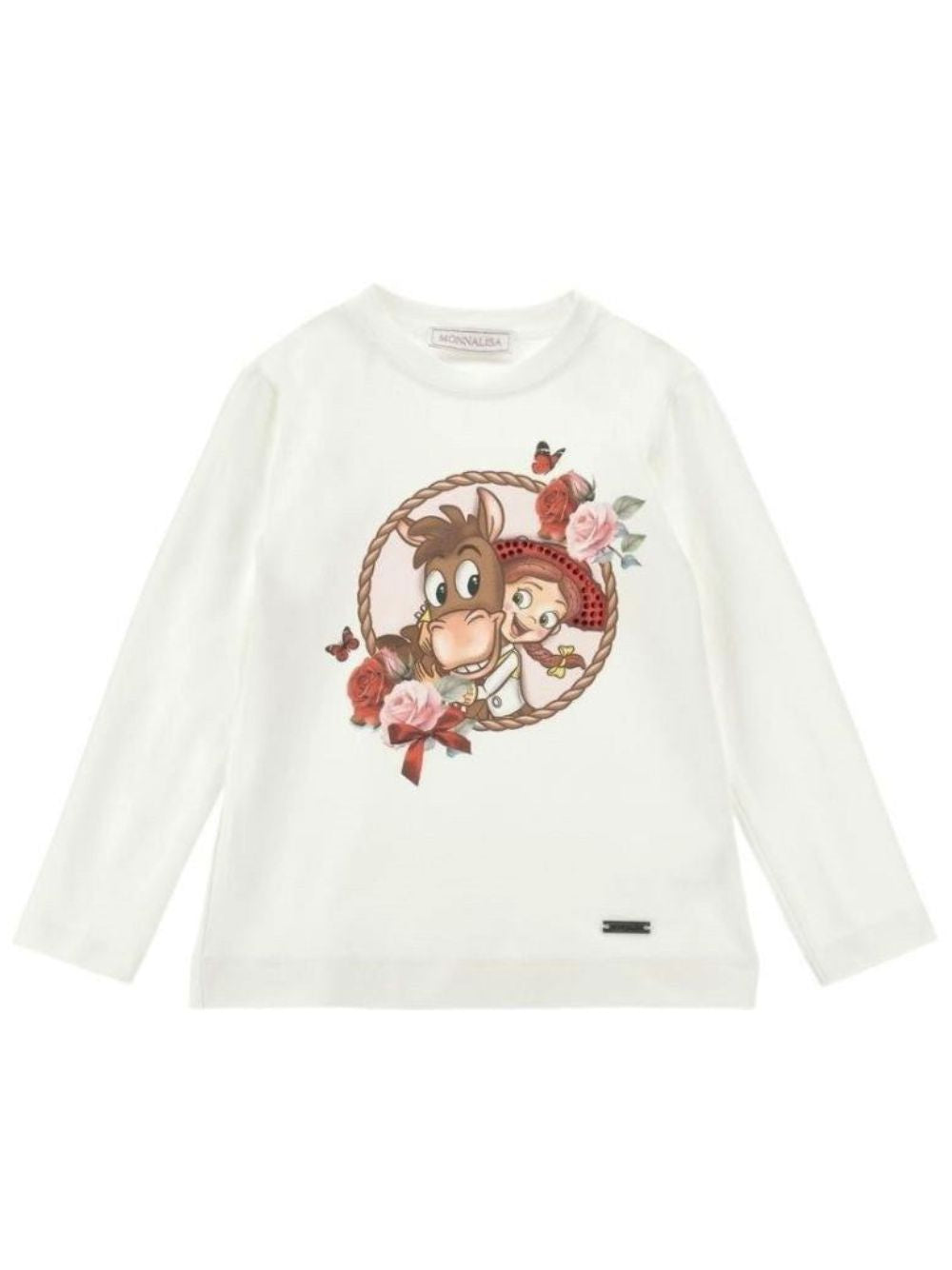 T-shirt per bambina Monnalisa Kids bianca con stampa grafica cowgirl 19H601 8004 0001 MONNALISA KIDS