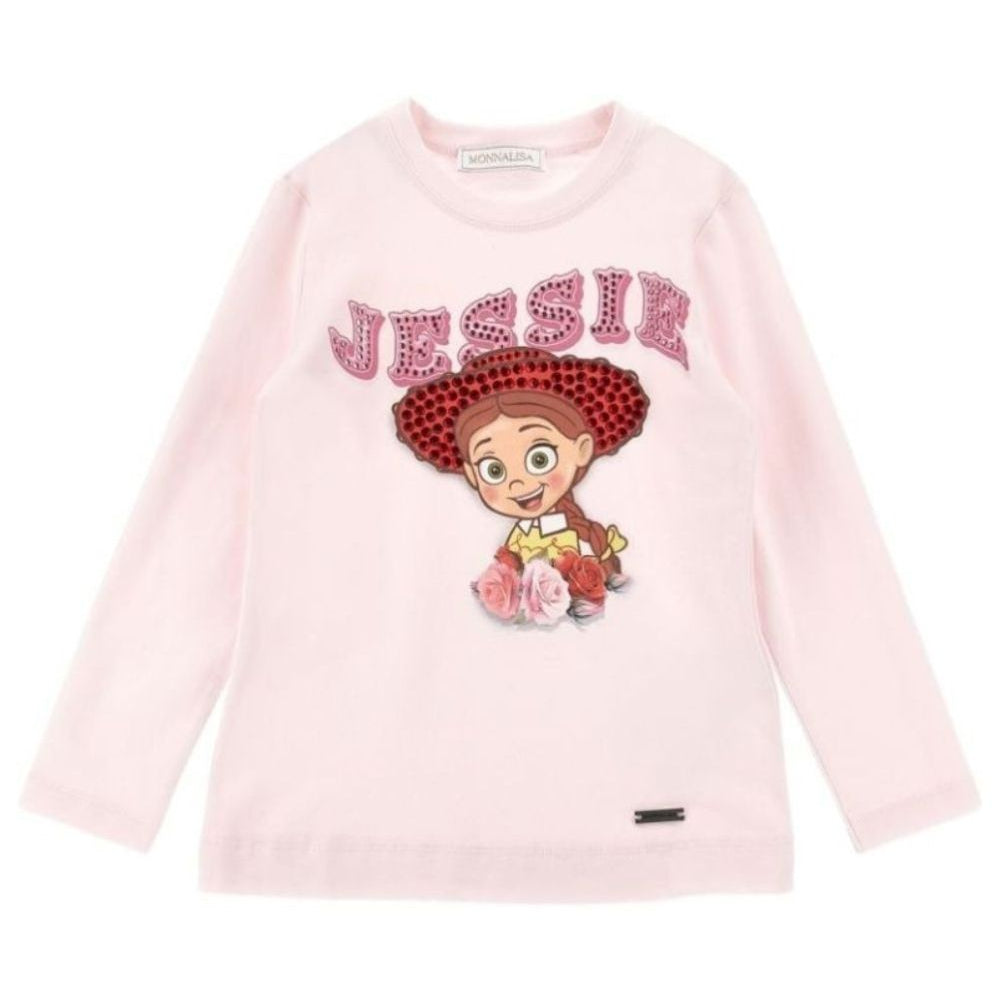 T-shirt per bambina Monnalisa Kids rosa con stampa grafica Jessie 19H602 8004 0091 MONNALISA KIDS
