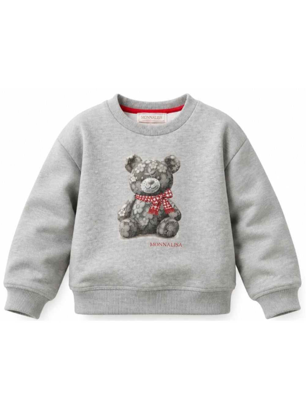 Felpa per bambina Monnalisa Kids grigio con stampa Teddy Bear 19H605NP 8010 0033 MONNALISA KIDS