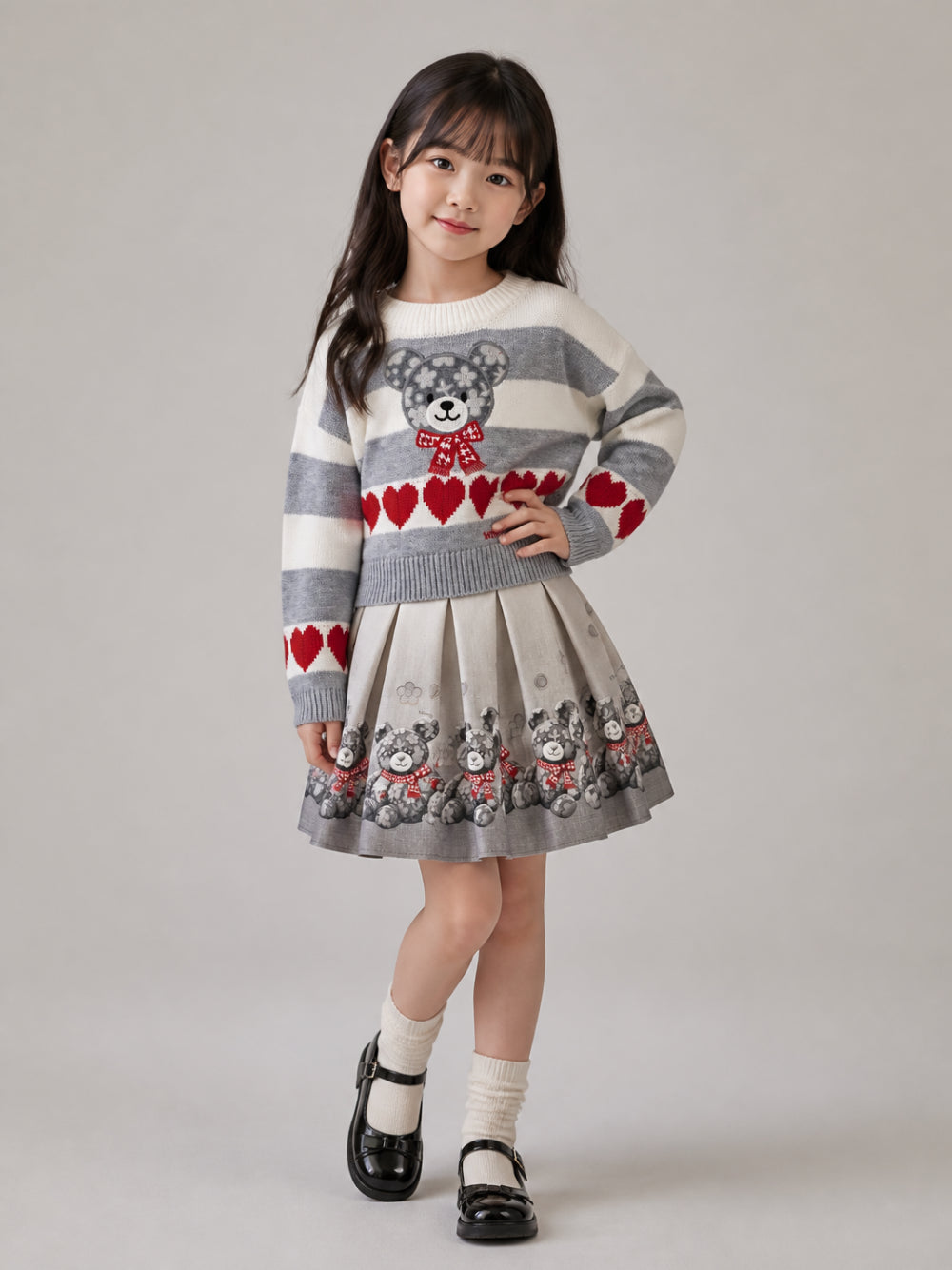 Maglione per bambina Monnalisa Kids multicolore con applicazione orsetto sul davanti 19H606 8062 0132 MONNALISA KIDS