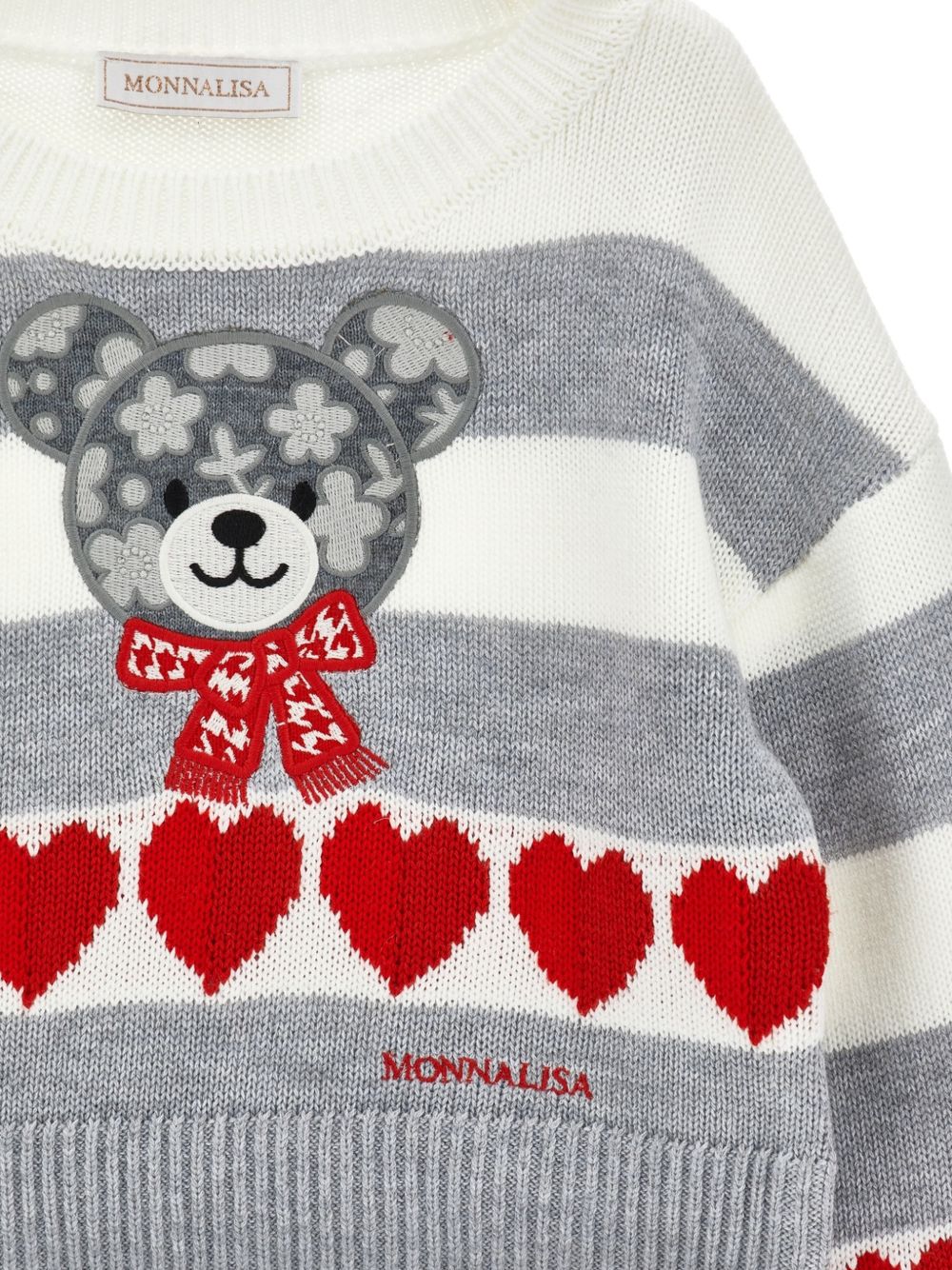 Maglione per bambina Monnalisa Kids multicolore con applicazione orsetto sul davanti 19H606 8062 0132 MONNALISA KIDS