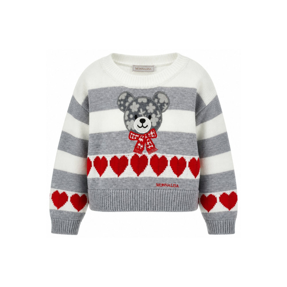 Maglione per bambina Monnalisa Kids multicolore con applicazione orsetto sul davanti 19H606 8062 0132 MONNALISA KIDS