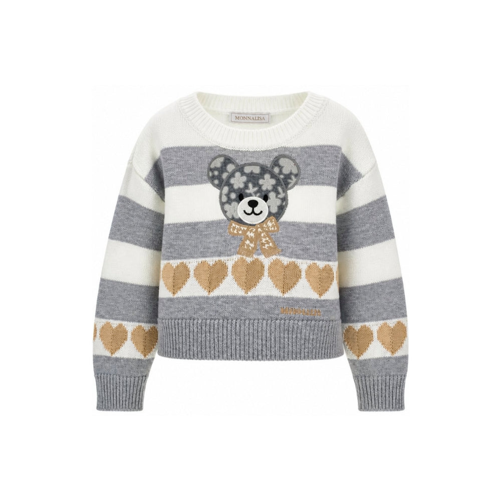 Maglione per bambina Monnalisa Kids multicolore con applicazione orsetto sul davanti 19H606 8062 3203 MONNALISA KIDS